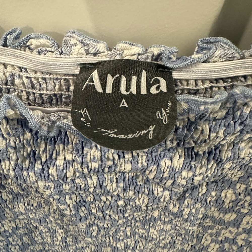 Arula Blue Floral Mini Dress - 1X - Picture 3 of 4